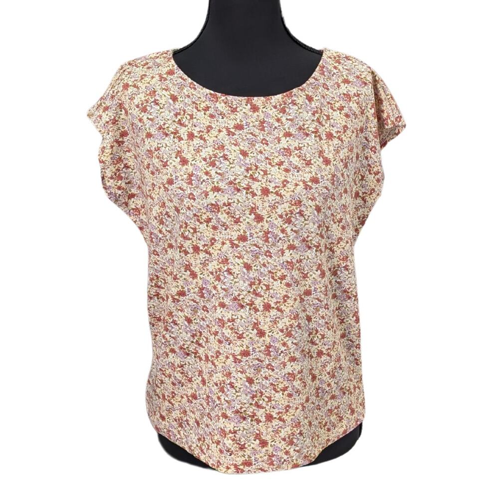 Jules & Leopold Pink Floral Print Blouse with Shallow Neckline | Women's S/P